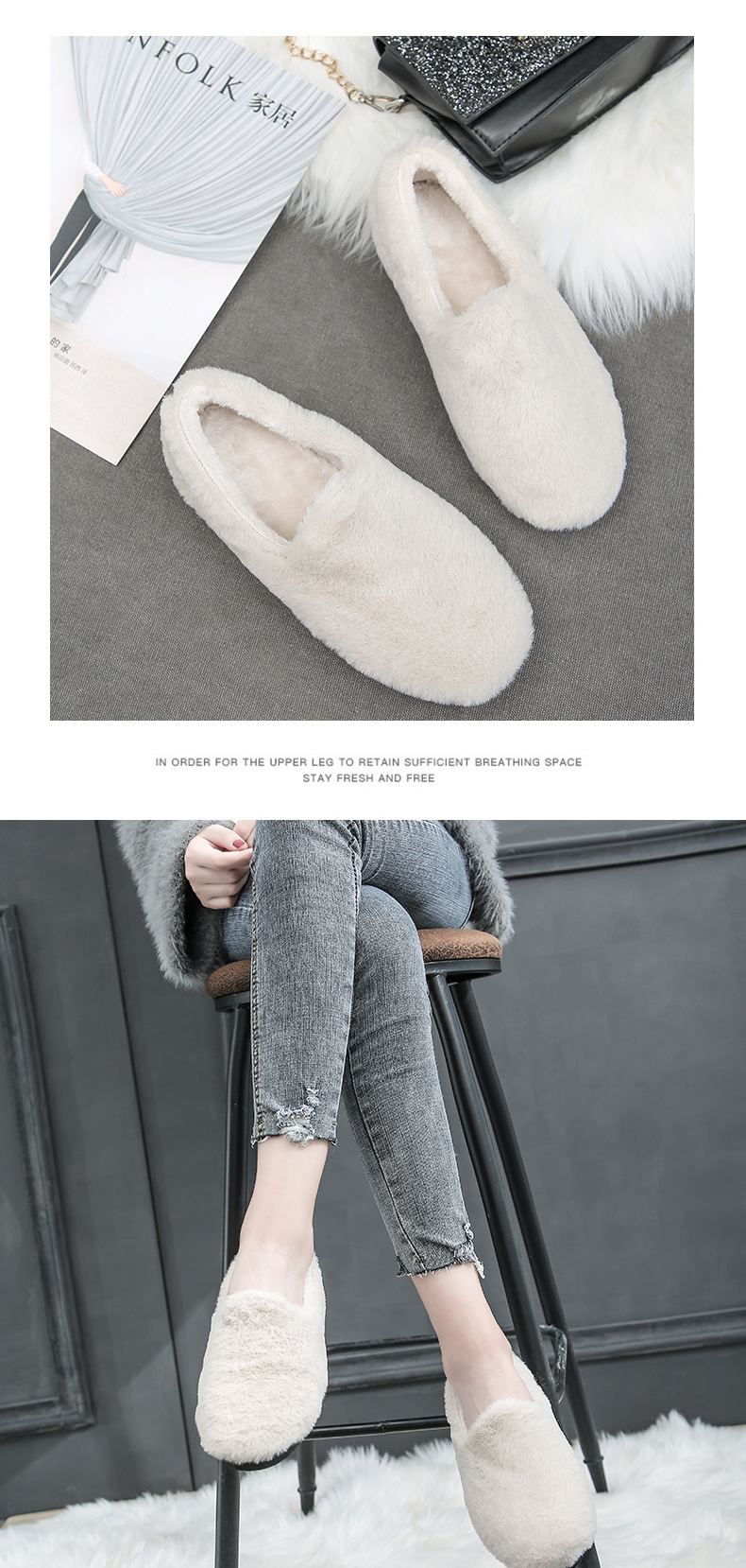 Cotton-padded shoes web celebrity wool shoes for women to wear winter doudou shoes with fleece Korean version winter one Cotton-padded shoes web celebrity wool shoes for women to wear winter doudou shoes with fleece Korean version winter one