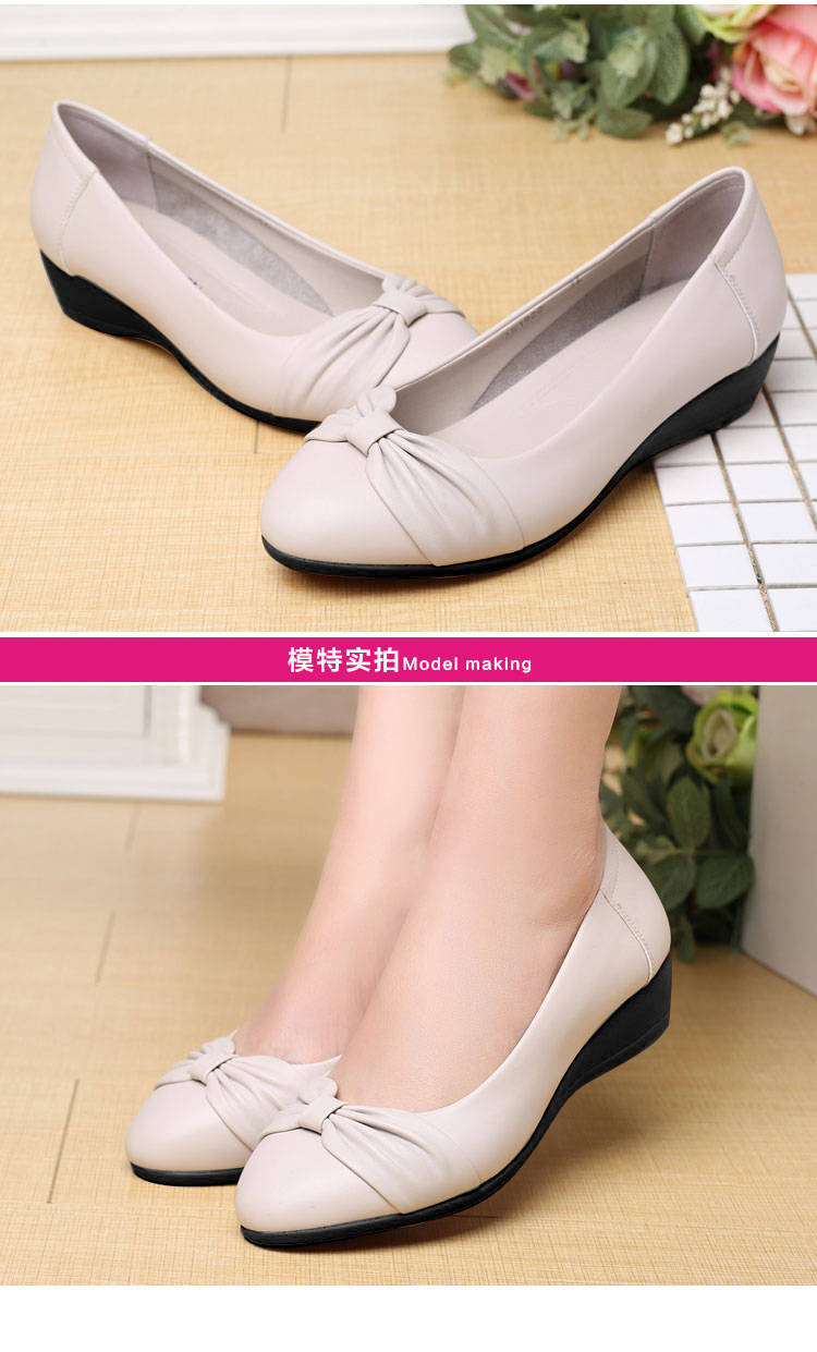 Spring and Autumn Mom Shoes Pumps Middle-Aged Women's Shoes Non-Slip Soft Bottom Breathable Leather Shoes for the Elderly Flat Heel Flat Shoes for the Elderly