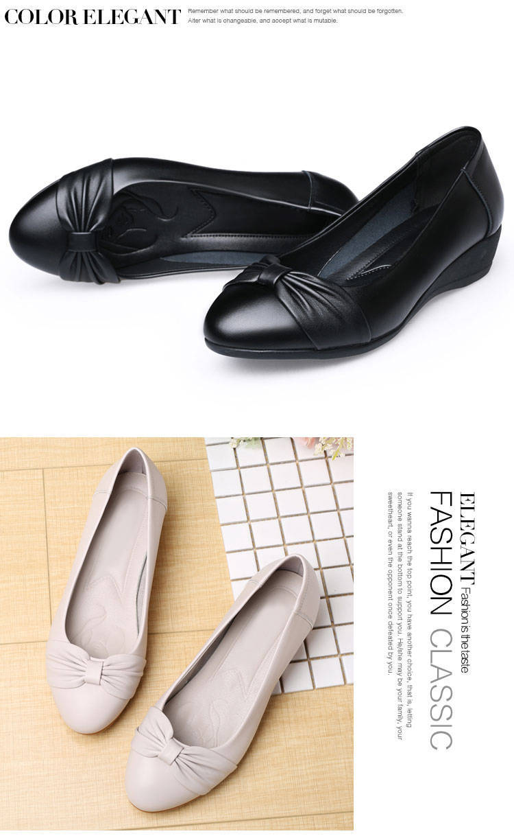 Spring and Autumn Mom Shoes Pumps Middle-Aged Women's Shoes Non-Slip Soft Bottom Breathable Leather Shoes for the Elderly Flat Heel Flat Shoes for the Elderly