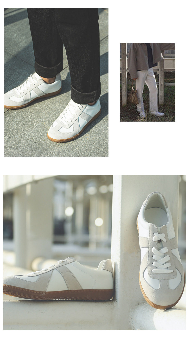Spring 2021 German Training Shoes Soft Bottom Casual Shoes Flat Heel Low Top White Shoes All-Matching Couple Sneakers Men's Fashionable Shoes