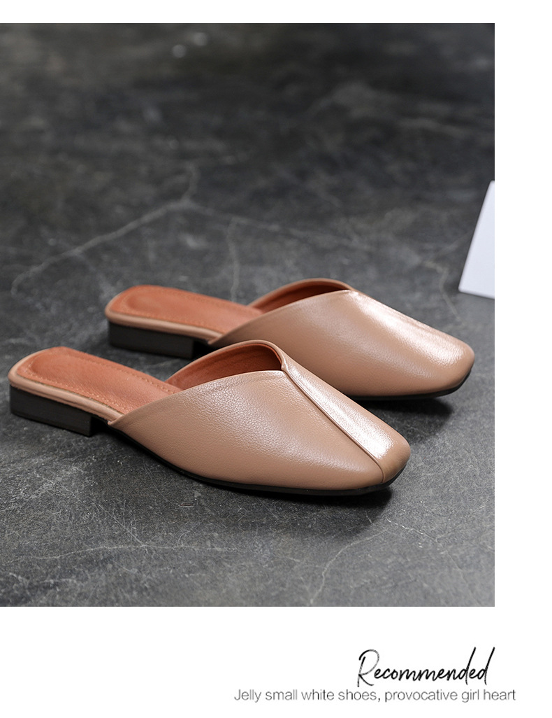 Baotou ban tuo xie Female 2020 Summer New Authentic Leather Square Toe All-Matching Flat Low Heel Sandals L Shoes 118 Baotou ban tuo xie Female 2020 Summer New Authentic Leather Square Toe All-Matching Flat Low Heel Sandals L Shoes 118