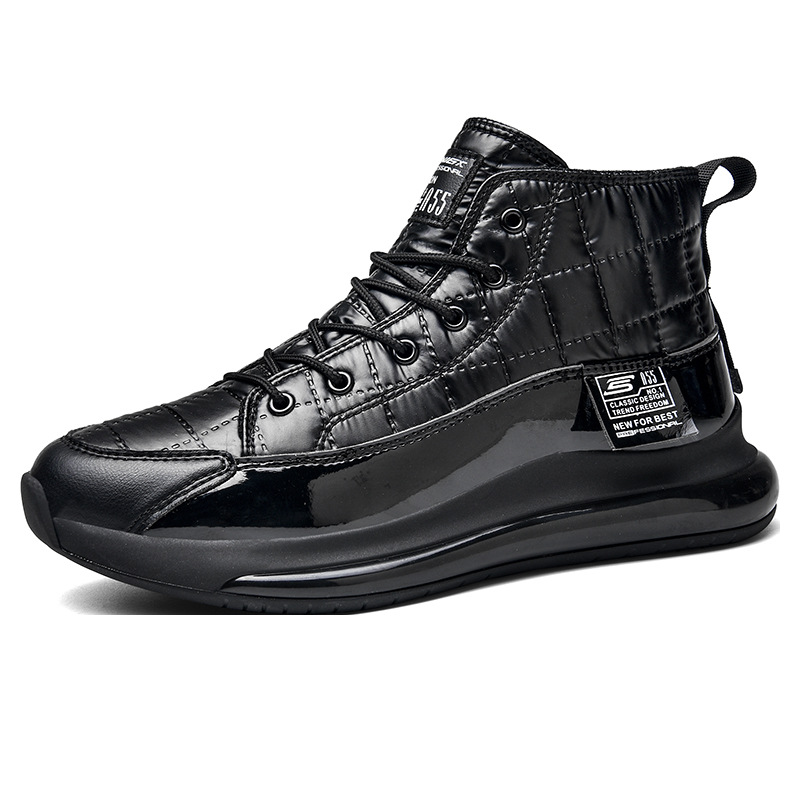 2020 Solid Color High-Top Daily Universal Spider-Man Front Lace-up Men&#039;s round Toe Flat Heel Black Shoes