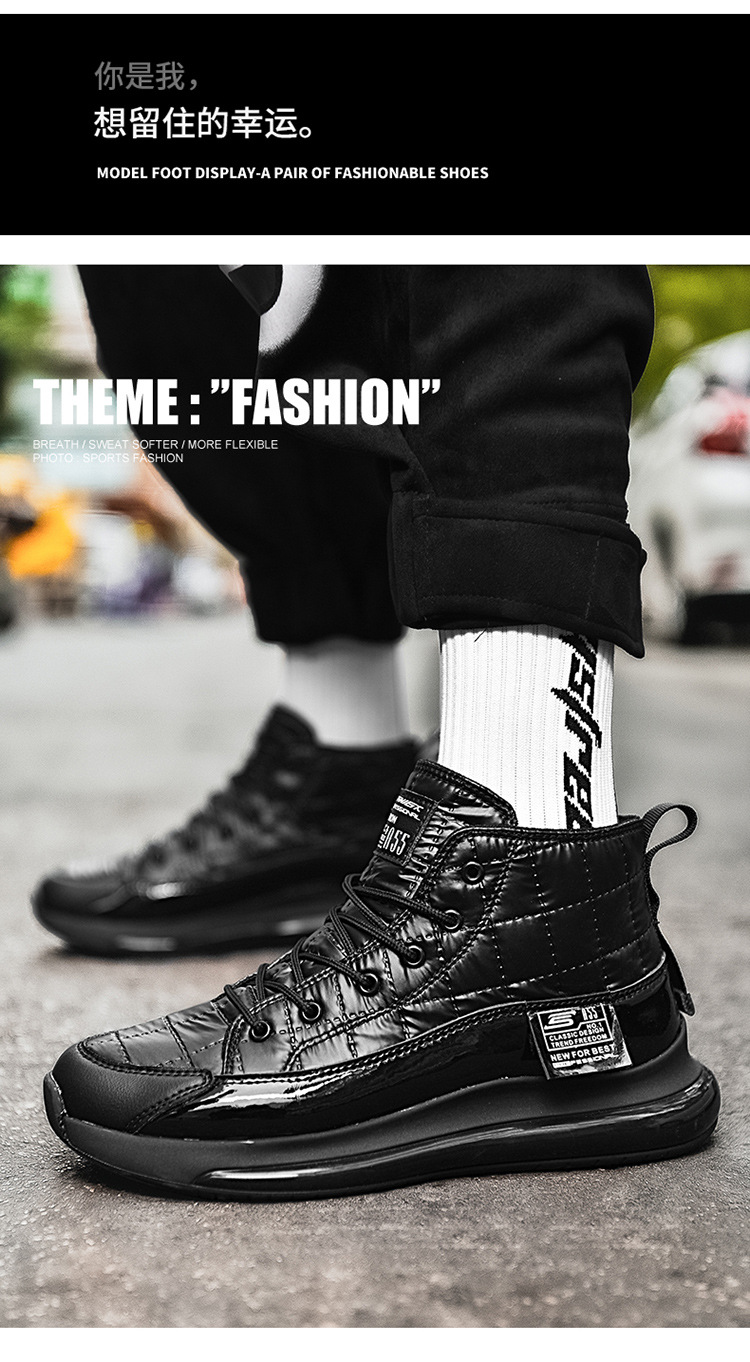 2020 Solid Color High-Top Daily Universal Spider-Man Front Lace-up Men's round Toe Flat Heel Black Shoes