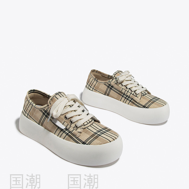 2021 Summer New Low-Top Flat Heel Platform Casual All-Match Women&#039;s Canvas Shoes Women&#039;s TikTok Live Streaming on 