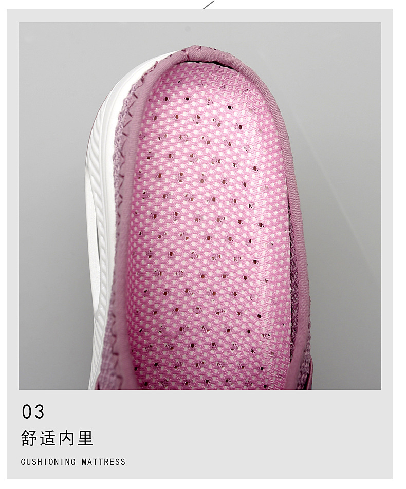 Foreign Trade Shoes 2021 Summer European and American plus Size Closed Toe Half Slippers Women's Mesh Heel-Free Slip-on Women's Shoes Flat Shoes