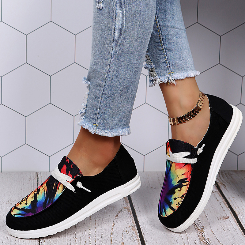 2021 Independent Station Cross-Border Large Size to 43 Viscose Shoes Fashion round Toe Flat Heel Spot Low-Top Platform Canvas Shoes for Women