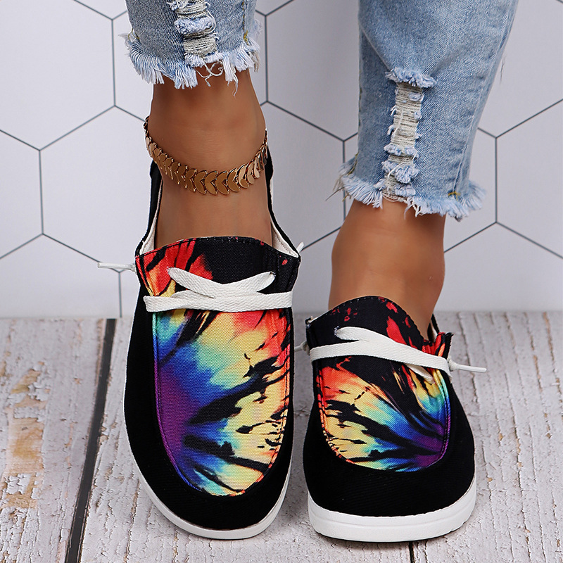 2021 Independent Station Cross-Border Large Size to 43 Viscose Shoes Fashion round Toe Flat Heel Spot Low-Top Platform Canvas Shoes for Women
