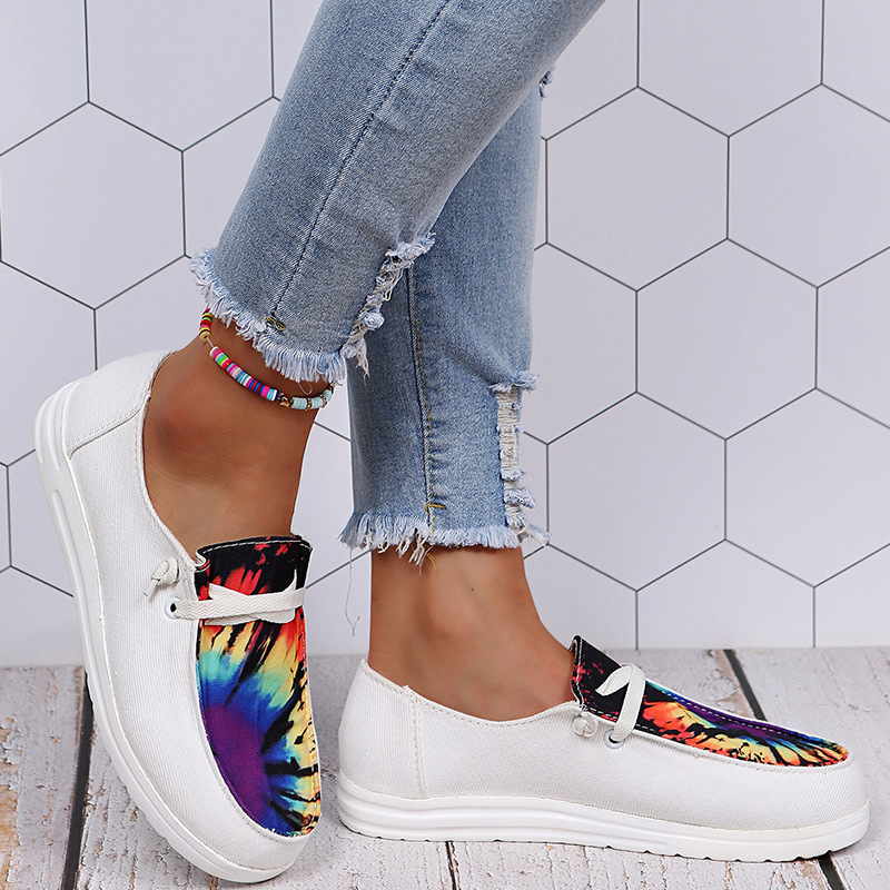 2021 Independent Station Cross-Border Large Size to 43 Viscose Shoes Fashion round Toe Flat Heel Spot Low-Top Platform Canvas Shoes for Women
