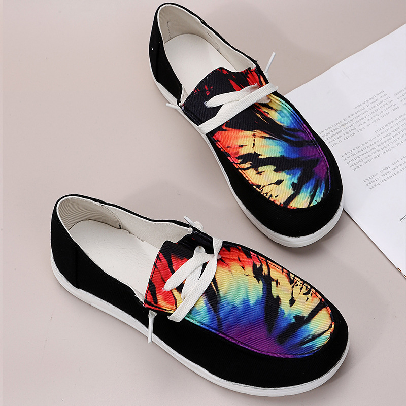 2021 Independent Station Cross-Border Large Size to 43 Viscose Shoes Fashion round Toe Flat Heel Spot Low-Top Platform Canvas Shoes for Women