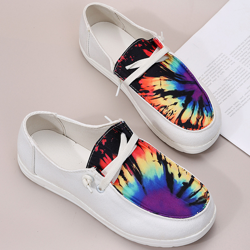 2021 Independent Station Cross-Border Large Size to 43 Viscose Shoes Fashion round Toe Flat Heel Spot Low-Top Platform Canvas Shoes for Women