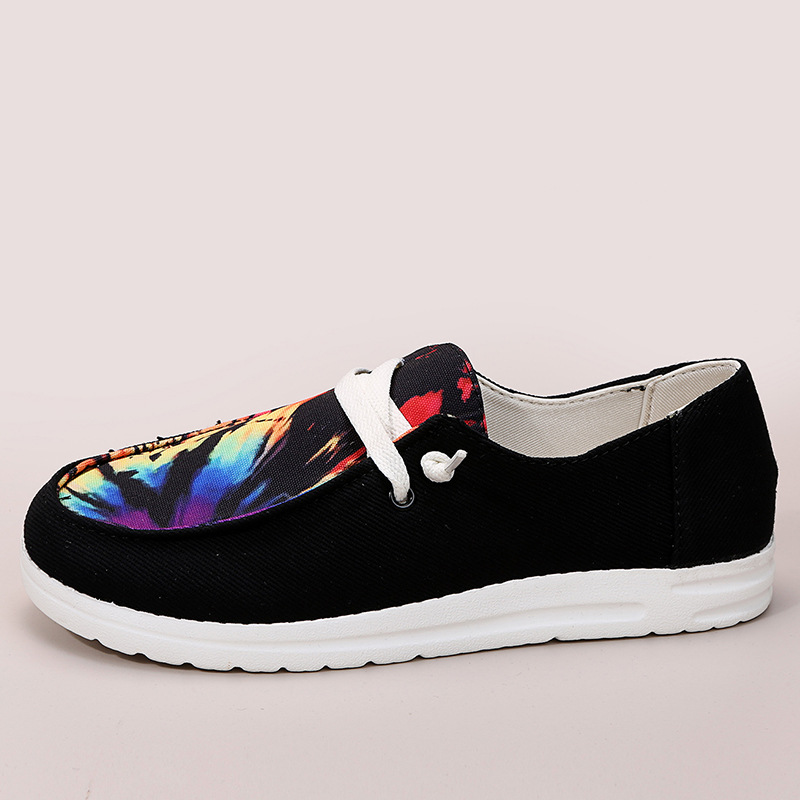2021 Independent Station Cross-Border Large Size to 43 Viscose Shoes Fashion round Toe Flat Heel Spot Low-Top Platform Canvas Shoes for Women