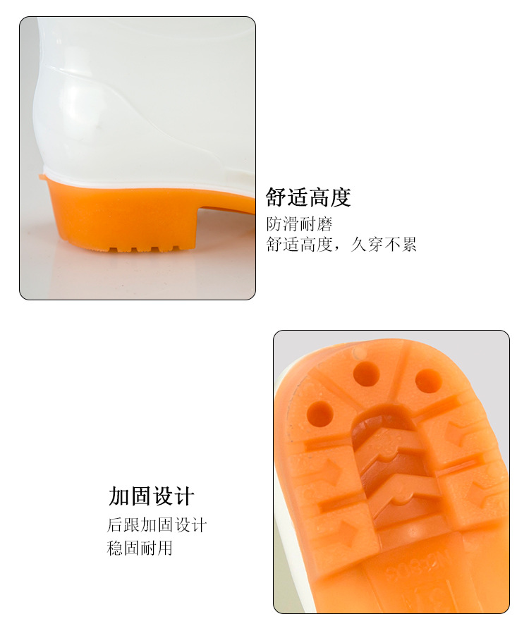 Four Seasons Spot Men&#039;s High-Top Injection Rain Boots Tmall Factory Sales round Toe Flat Heel White High-Top Rain Shoes