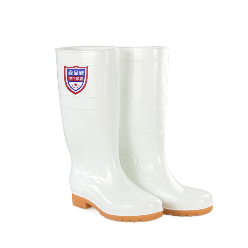 Four Seasons Spot Men&#039;s High-Top Injection Rain Boots Tmall Factory Sales round Toe Flat Heel White High-Top Rain Shoes