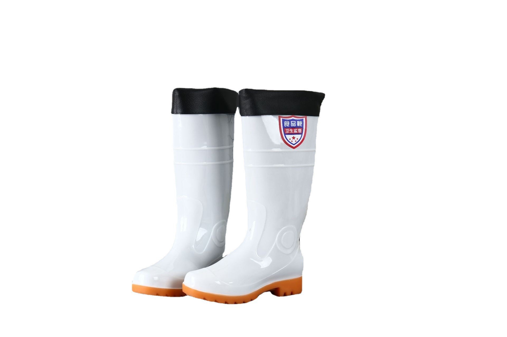 Four Seasons Spot Men's High-Top Injection Rain Boots Tmall Factory Sales round Toe Flat Heel White High-Top Rain Shoes