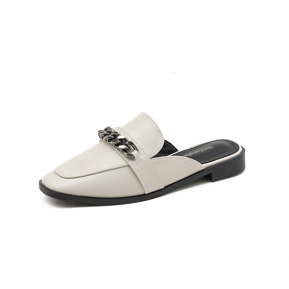 2022 Spring and Autumn New European and American Stylish Low Heel Semi Slipper Women's Shoes Internet Celebrity Chain Flat Slippers Foreign Trade 41