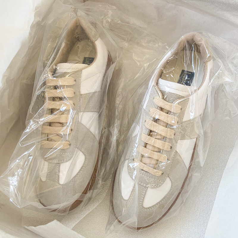 German Training Shoes 2021 Autumn Cowhide Hidden Heel White Shoes Women&#039;s Shoes Easy to Match Flat Sports Casual Shoes Neutral Couple
