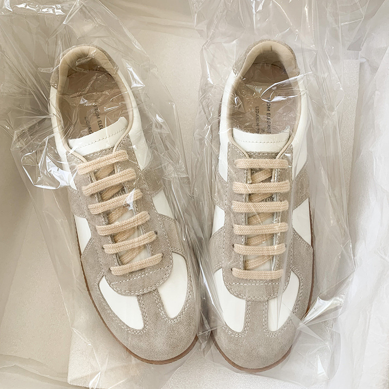 German Training Shoes 2021 Autumn Cowhide Hidden Heel White Shoes Women's Shoes Easy to Match Flat Sports Casual Shoes Neutral Couple
