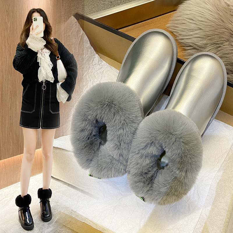Snow Boots 2021 Winter New round Toe Flat Heel Fleece Padded Sleeve Student Casual Cotton-Padded Shoes Women&#039;s Short Boots