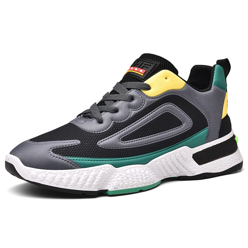 Autumn and Winter Flat Heel Color Matching Low Shoes Gray round Head Men&#039;s Front Lace-up Sneakers Trendy New Sports Shoes New