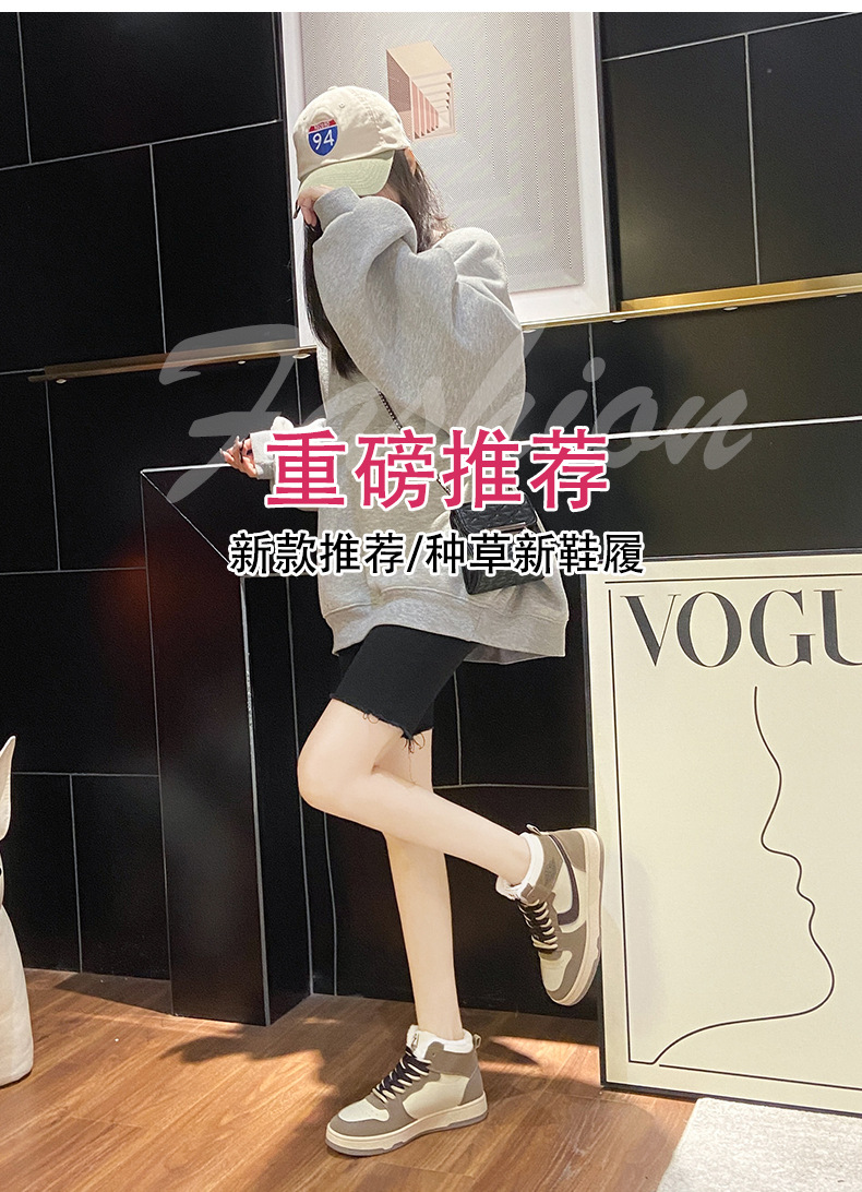 2021 Winter New Flat Heel Front Lace-up Daily round Toe Gray High-Top Artificial Fur Women's Shoes Color Matching Warm Casual Shoes