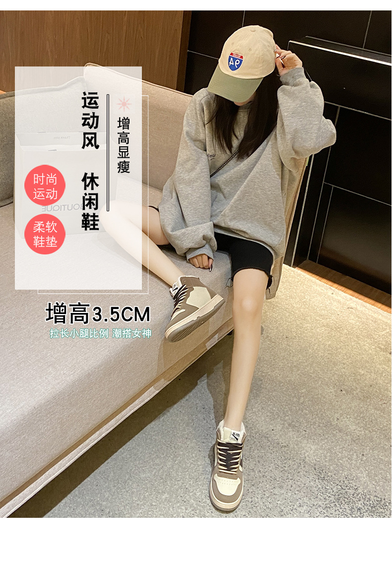 2021 Winter New Flat Heel Front Lace-up Daily round Toe Gray High-Top Artificial Fur Women's Shoes Color Matching Warm Casual Shoes