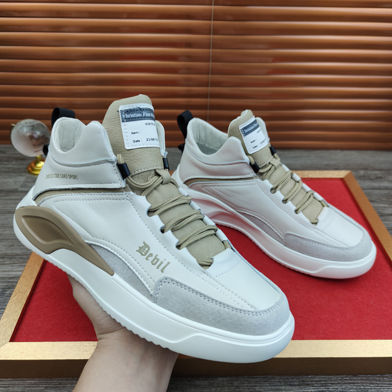 European Station Real Shot Leather Men's Shoes All-Match Mid-Top Casual Sneakers Height Increasing Insole Autumn and Winter Korean Sports Shoes Soft Leather European Station Real Shot Leather Men's Shoes All-Match Mid-Top Casual Sneakers Height Increasing Insole Autumn and Winter Korean Sports Shoes Soft Leather