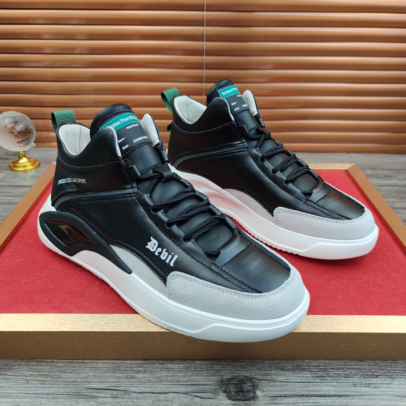 European Station Real Shot Leather Men's Shoes All-Match Mid-Top Casual Sneakers Height Increasing Insole Autumn and Winter Korean Sports Shoes Soft Leather European Station Real Shot Leather Men's Shoes All-Match Mid-Top Casual Sneakers Height Increasing Insole Autumn and Winter Korean Sports Shoes Soft Leather