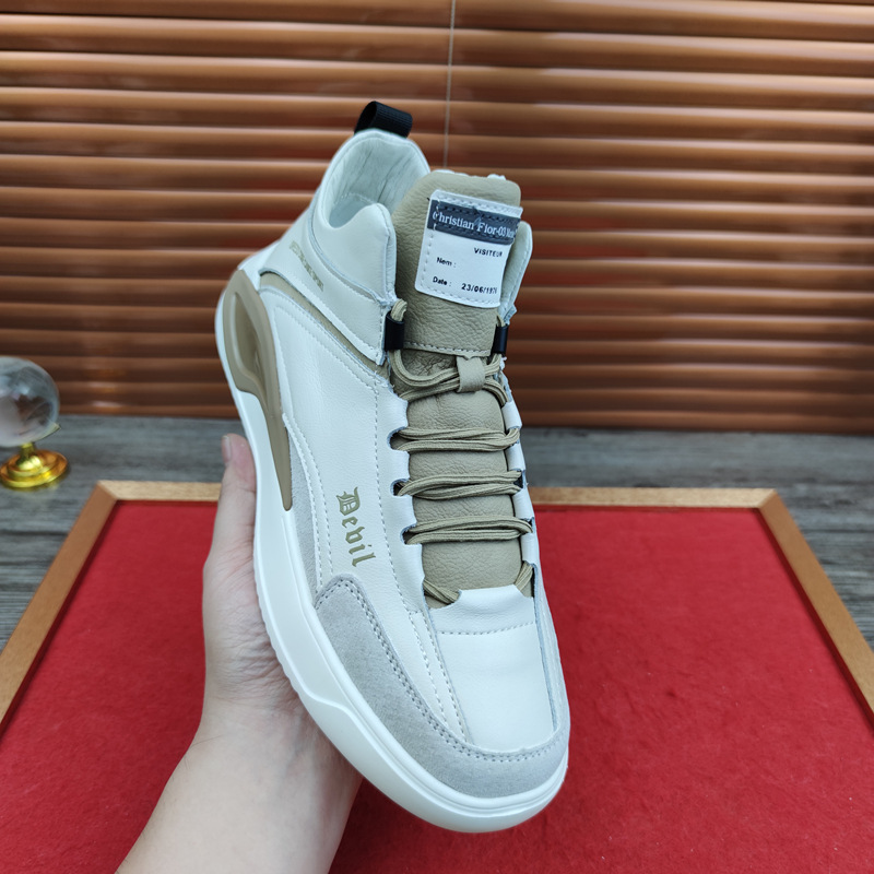 European Station Real Shot Leather Men's Shoes All-Match Mid-Top Casual Sneakers Height Increasing Insole Autumn and Winter Korean Sports Shoes Soft Leather European Station Real Shot Leather Men's Shoes All-Match Mid-Top Casual Sneakers Height Increasing Insole Autumn and Winter Korean Sports Shoes Soft Leather