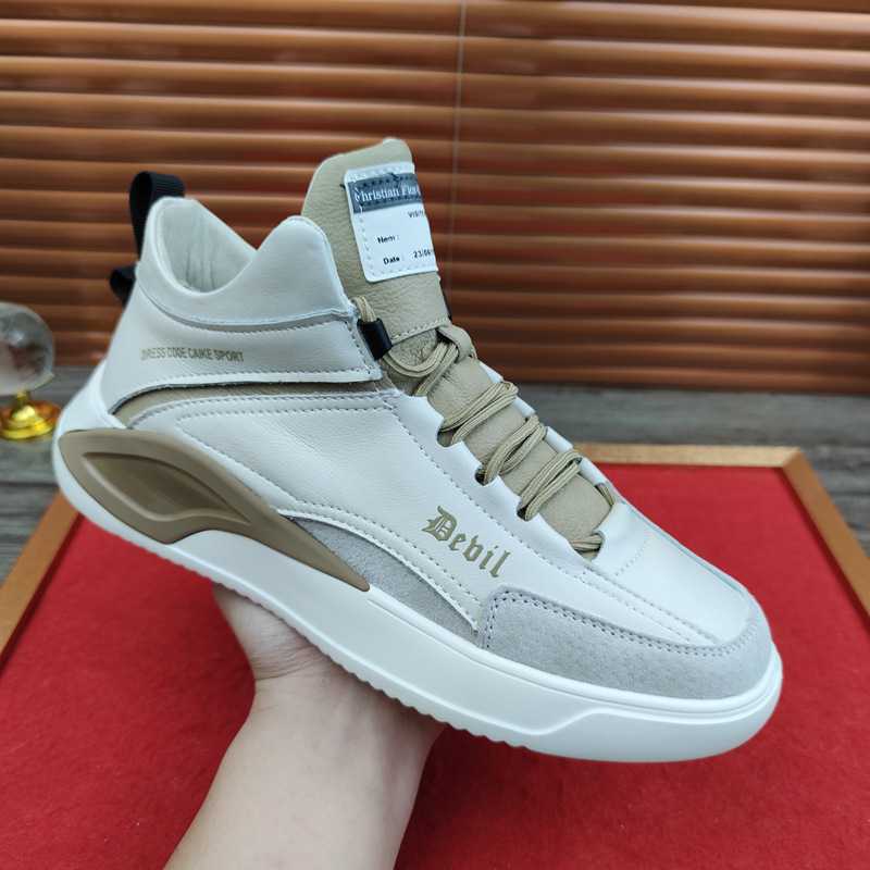 European Station Real Shot Leather Men's Shoes All-Match Mid-Top Casual Sneakers Height Increasing Insole Autumn and Winter Korean Sports Shoes Soft Leather European Station Real Shot Leather Men's Shoes All-Match Mid-Top Casual Sneakers Height Increasing Insole Autumn and Winter Korean Sports Shoes Soft Leather