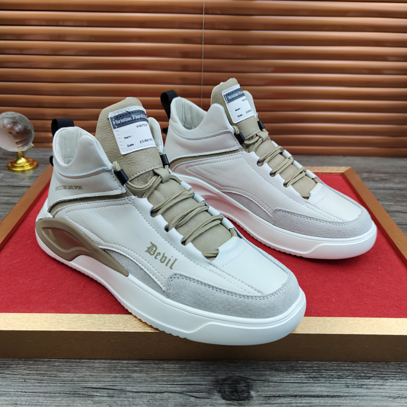 European Station Real Shot Leather Men's Shoes All-Match Mid-Top Casual Sneakers Height Increasing Insole Autumn and Winter Korean Sports Shoes Soft Leather European Station Real Shot Leather Men's Shoes All-Match Mid-Top Casual Sneakers Height Increasing Insole Autumn and Winter Korean Sports Shoes Soft Leather