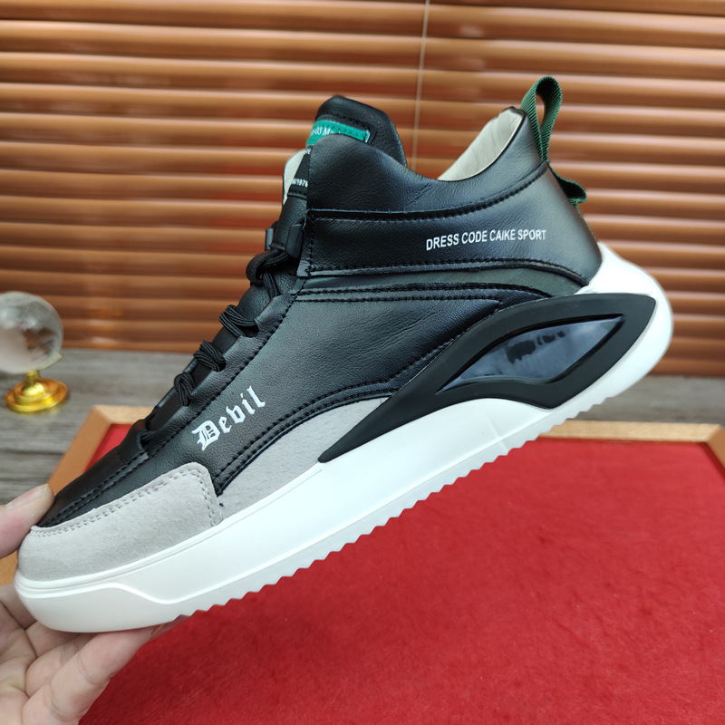 European Station Real Shot Leather Men's Shoes All-Match Mid-Top Casual Sneakers Height Increasing Insole Autumn and Winter Korean Sports Shoes Soft Leather European Station Real Shot Leather Men's Shoes All-Match Mid-Top Casual Sneakers Height Increasing Insole Autumn and Winter Korean Sports Shoes Soft Leather