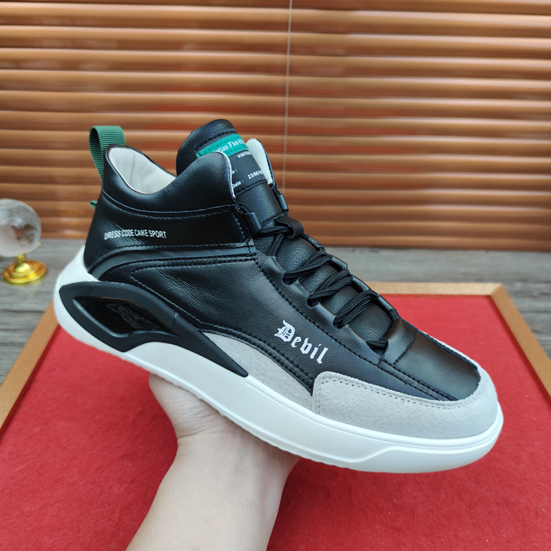 European Station Real Shot Leather Men's Shoes All-Match Mid-Top Casual Sneakers Height Increasing Insole Autumn and Winter Korean Sports Shoes Soft Leather European Station Real Shot Leather Men's Shoes All-Match Mid-Top Casual Sneakers Height Increasing Insole Autumn and Winter Korean Sports Shoes Soft Leather