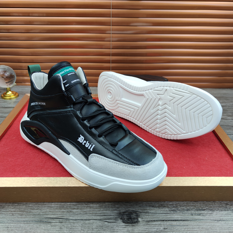 European Station Real Shot Leather Men's Shoes All-Match Mid-Top Casual Sneakers Height Increasing Insole Autumn and Winter Korean Sports Shoes Soft Leather European Station Real Shot Leather Men's Shoes All-Match Mid-Top Casual Sneakers Height Increasing Insole Autumn and Winter Korean Sports Shoes Soft Leather