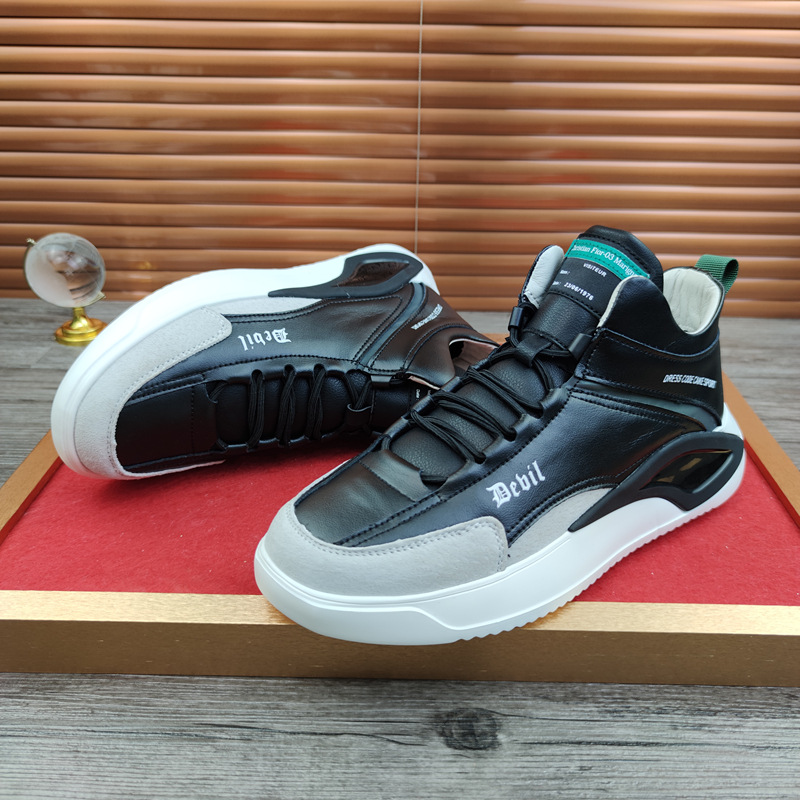 European Station Real Shot Leather Men's Shoes All-Match Mid-Top Casual Sneakers Height Increasing Insole Autumn and Winter Korean Sports Shoes Soft Leather European Station Real Shot Leather Men's Shoes All-Match Mid-Top Casual Sneakers Height Increasing Insole Autumn and Winter Korean Sports Shoes Soft Leather