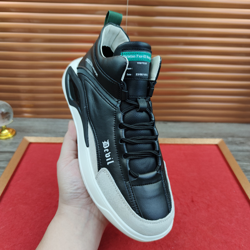 European Station Real Shot Leather Men's Shoes All-Match Mid-Top Casual Sneakers Height Increasing Insole Autumn and Winter Korean Sports Shoes Soft Leather European Station Real Shot Leather Men's Shoes All-Match Mid-Top Casual Sneakers Height Increasing Insole Autumn and Winter Korean Sports Shoes Soft Leather