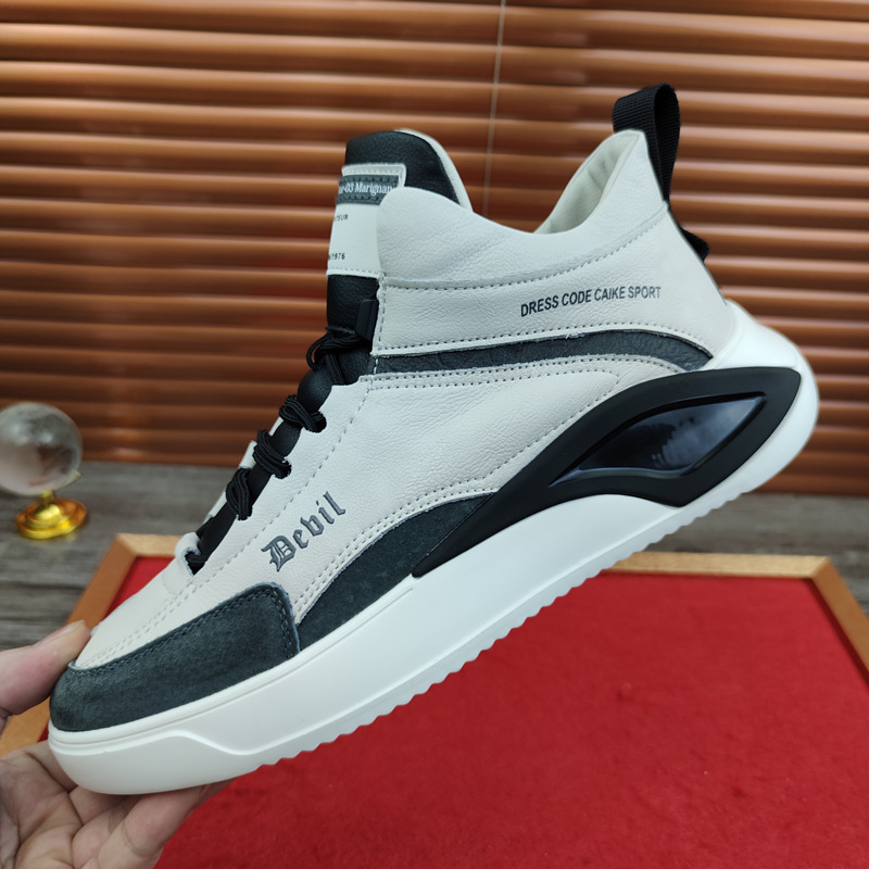 European Station Real Shot Leather Men's Shoes All-Match Mid-Top Casual Sneakers Height Increasing Insole Autumn and Winter Korean Sports Shoes Soft Leather European Station Real Shot Leather Men's Shoes All-Match Mid-Top Casual Sneakers Height Increasing Insole Autumn and Winter Korean Sports Shoes Soft Leather