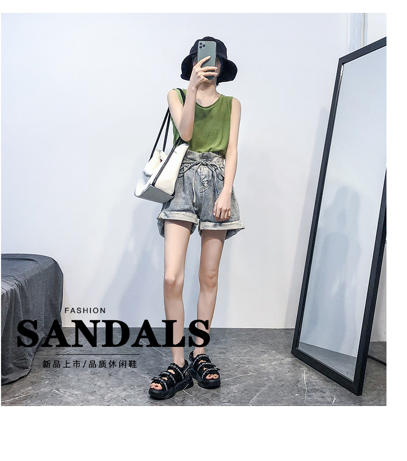 2020 Summer New Sandals Women's Korean-Style Platform Letter Fashion Casual Beach Shoes Women's Flat Heel Fairy Style Women's Shoes