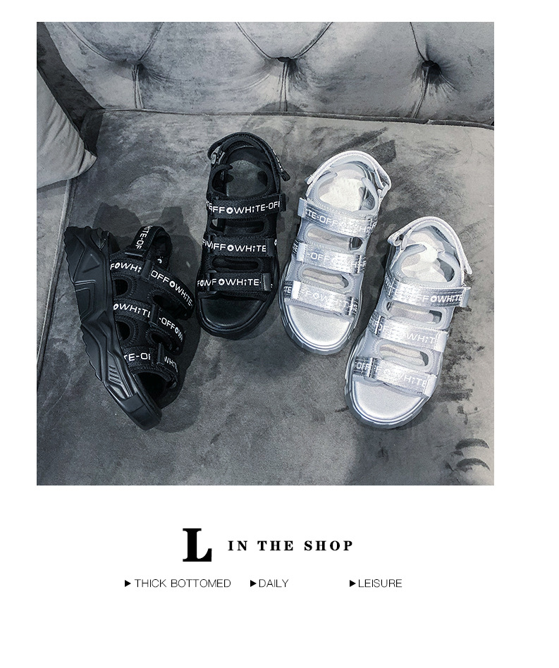 2020 Summer New Sandals Women's Korean-Style Platform Letter Fashion Casual Beach Shoes Women's Flat Heel Fairy Style Women's Shoes