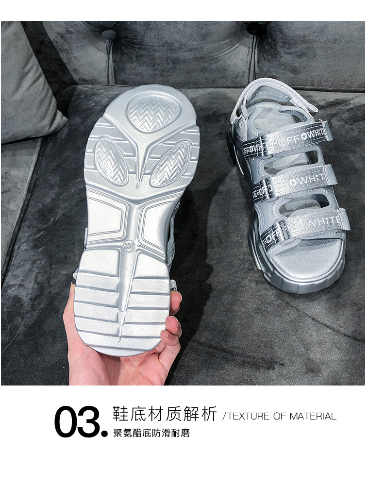 2020 Summer New Sandals Women's Korean-Style Platform Letter Fashion Casual Beach Shoes Women's Flat Heel Fairy Style Women's Shoes