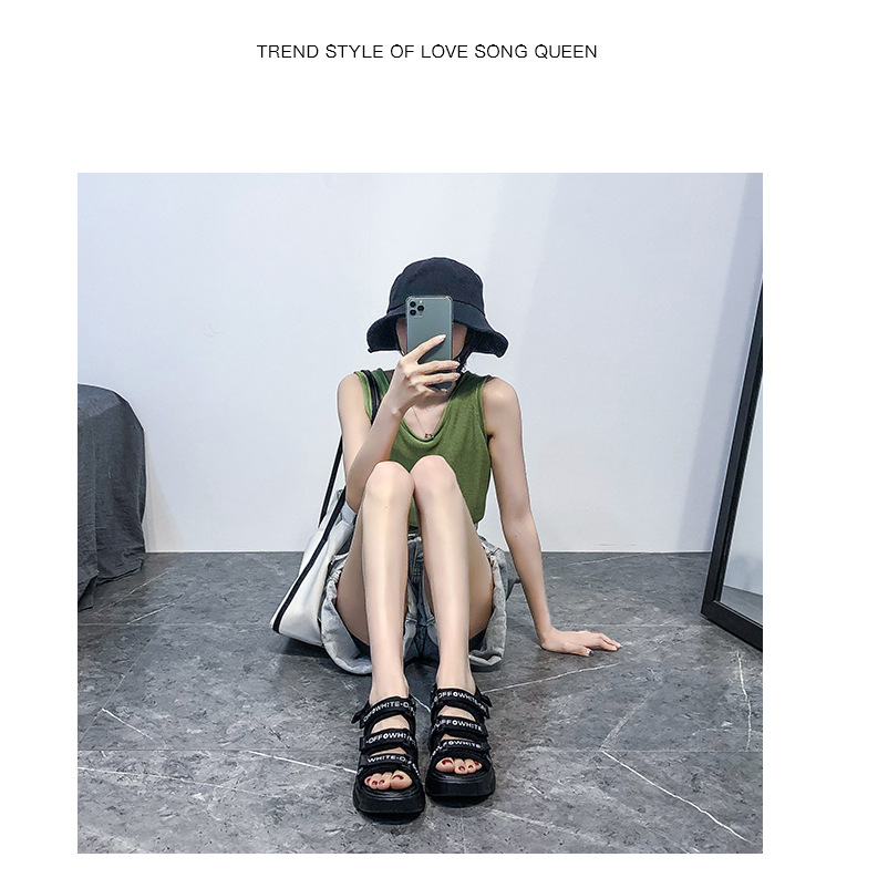 2020 Summer New Sandals Women's Korean-Style Platform Letter Fashion Casual Beach Shoes Women's Flat Heel Fairy Style Women's Shoes