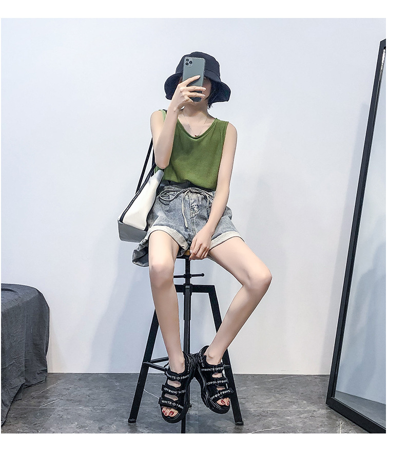 2020 Summer New Sandals Women's Korean-Style Platform Letter Fashion Casual Beach Shoes Women's Flat Heel Fairy Style Women's Shoes