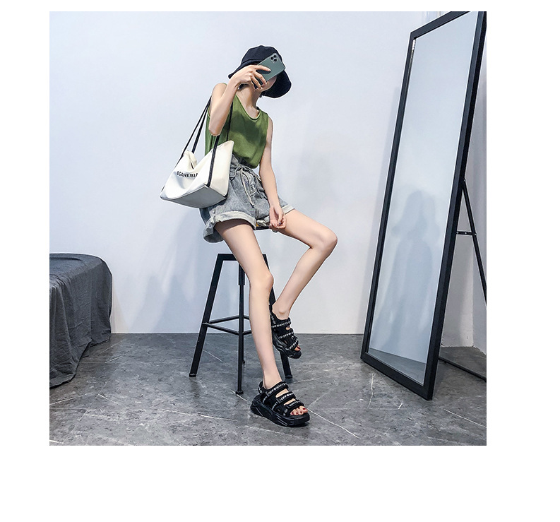 2020 Summer New Sandals Women's Korean-Style Platform Letter Fashion Casual Beach Shoes Women's Flat Heel Fairy Style Women's Shoes