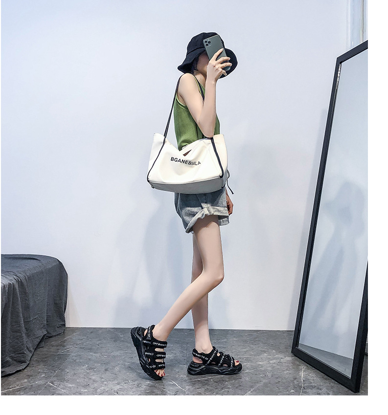 2020 Summer New Sandals Women's Korean-Style Platform Letter Fashion Casual Beach Shoes Women's Flat Heel Fairy Style Women's Shoes
