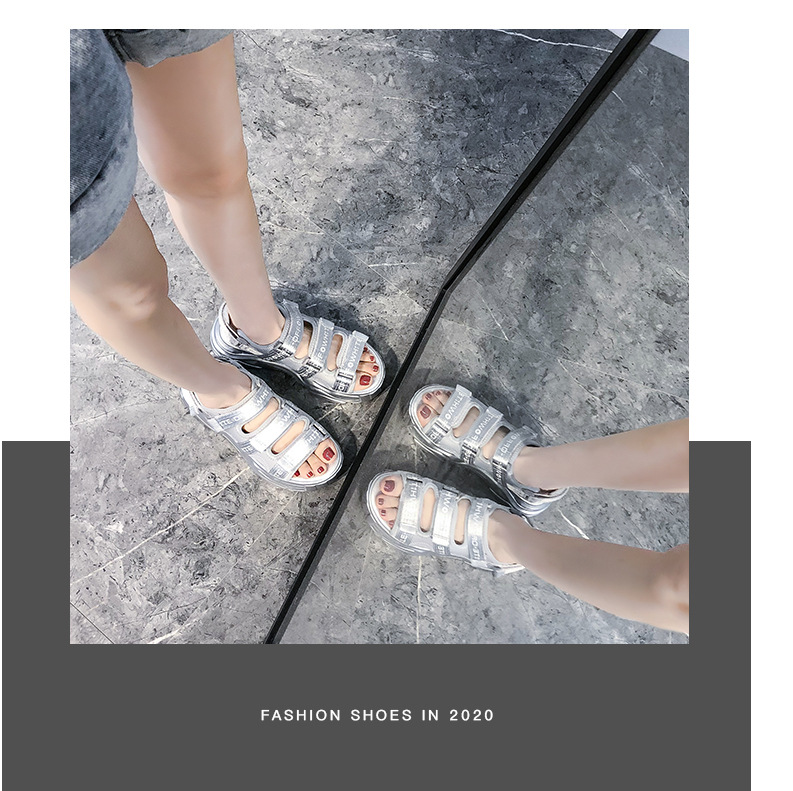 2020 Summer New Sandals Women's Korean-Style Platform Letter Fashion Casual Beach Shoes Women's Flat Heel Fairy Style Women's Shoes