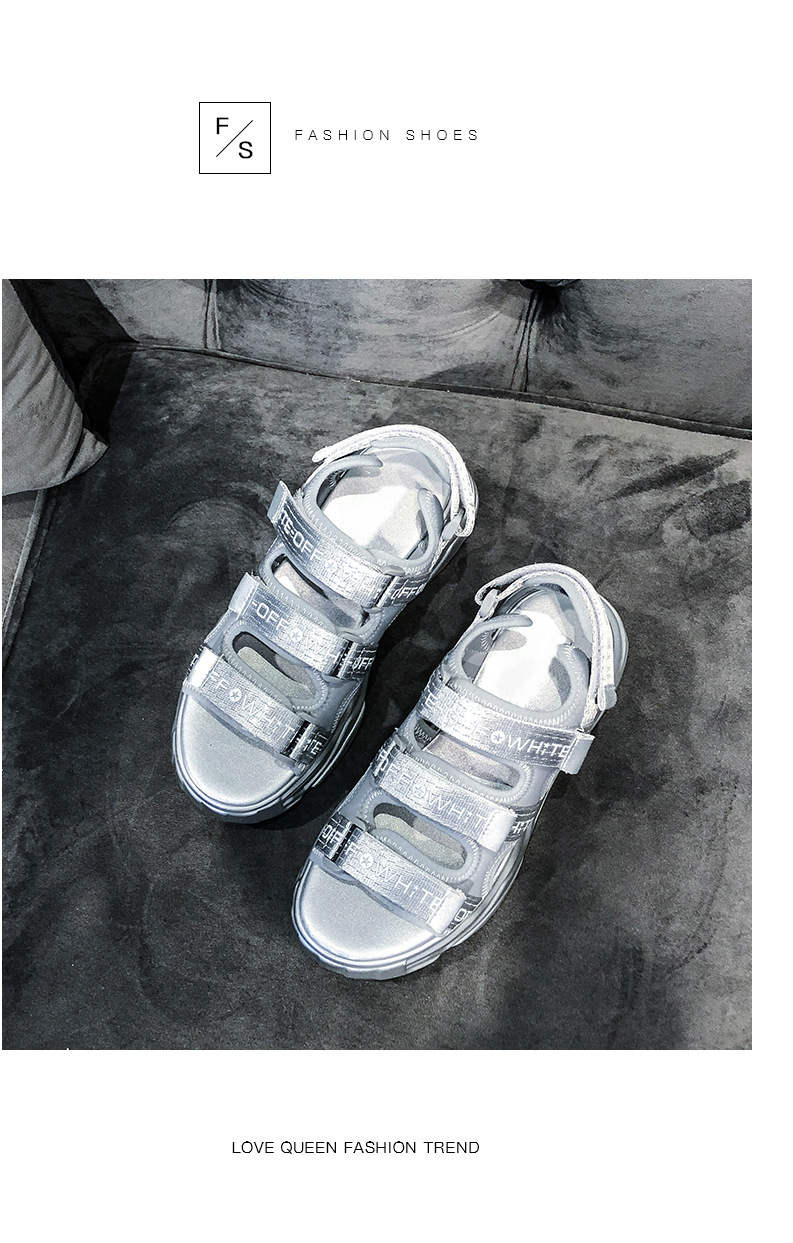 2020 Summer New Sandals Women's Korean-Style Platform Letter Fashion Casual Beach Shoes Women's Flat Heel Fairy Style Women's Shoes