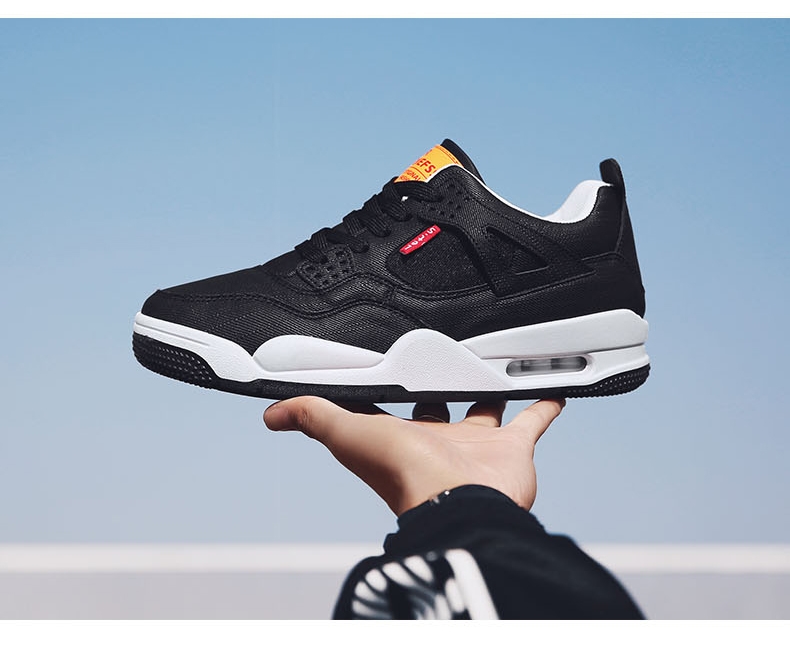 Autumn/winter AJ4 high top denim leather retro air cushion shoes Joe 4 men's sports shoes Autumn/winter AJ4 high top denim leather retro air cushion shoes Joe 4 men's sports shoes