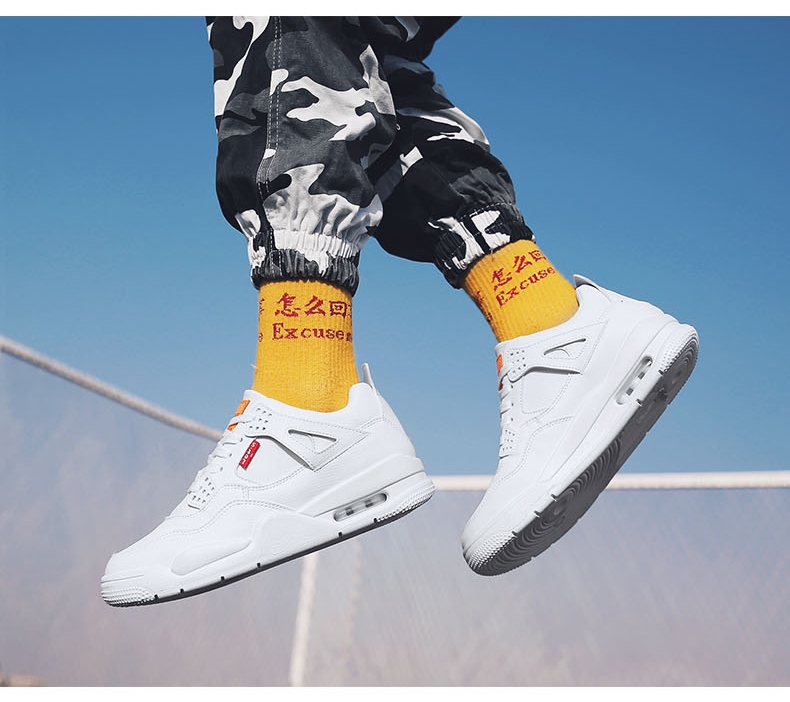Autumn/winter AJ4 high top denim leather retro air cushion shoes Joe 4 men's sports shoes Autumn/winter AJ4 high top denim leather retro air cushion shoes Joe 4 men's sports shoes