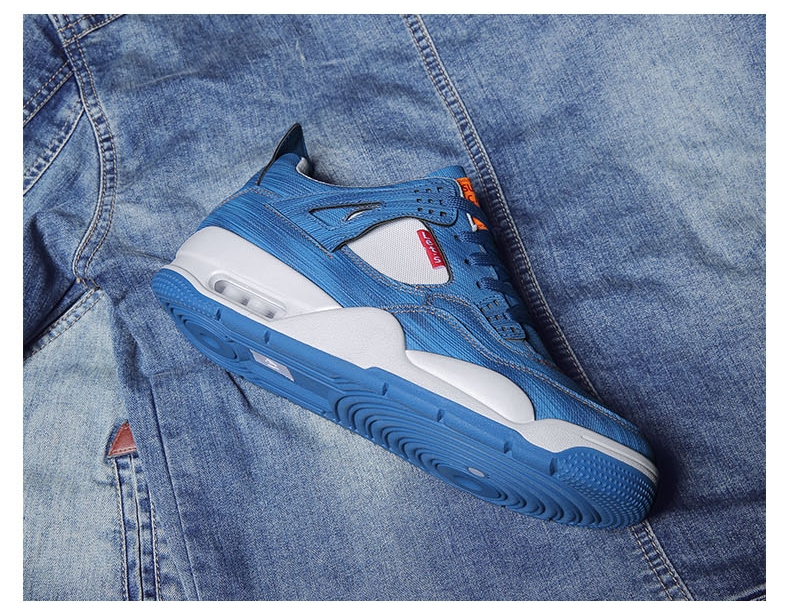 Autumn/winter AJ4 high top denim leather retro air cushion shoes Joe 4 men's sports shoes Autumn/winter AJ4 high top denim leather retro air cushion shoes Joe 4 men's sports shoes