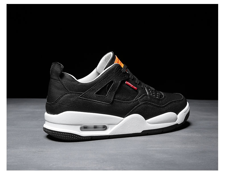 Autumn/winter AJ4 high top denim leather retro air cushion shoes Joe 4 men's sports shoes Autumn/winter AJ4 high top denim leather retro air cushion shoes Joe 4 men's sports shoes