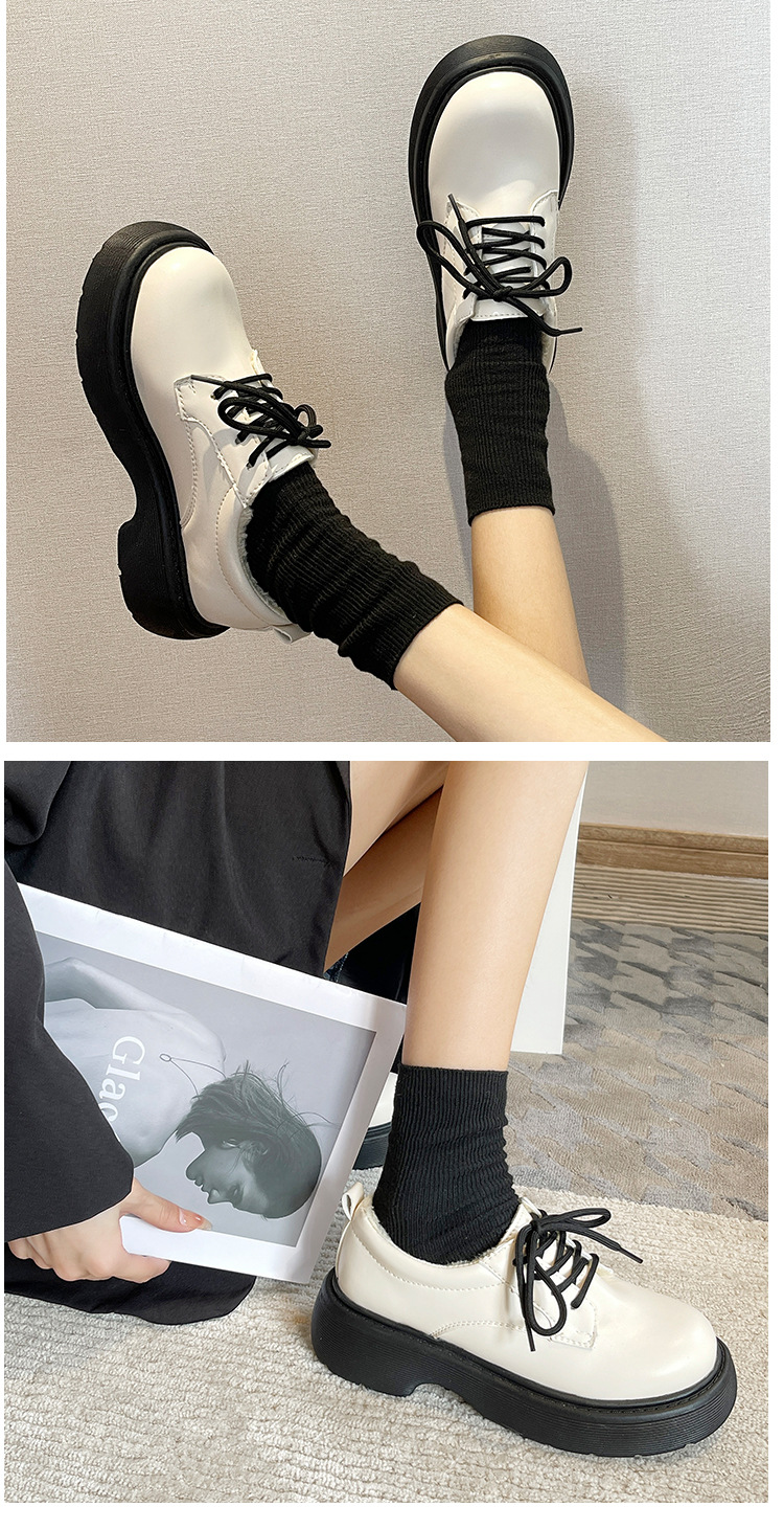 Preppy Style Leather Shoes Women's New British Style Platform Platform Japanese Lace-up Casual Shoes for Autumn and Winter 2021